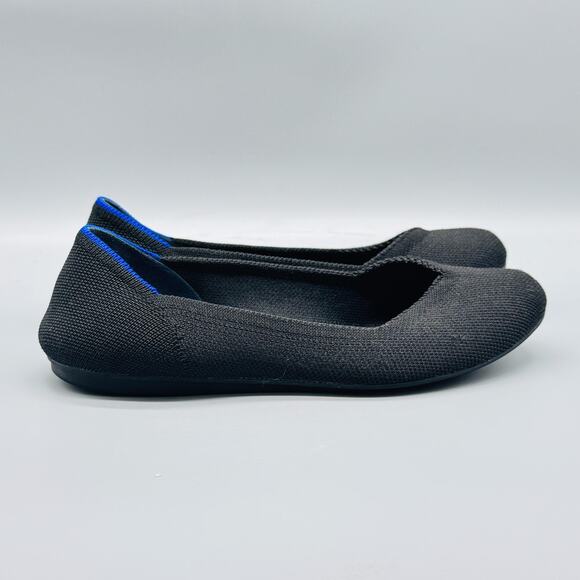 Rothys Shoes Womens 6.5 Black Knit Ballet The Flat Slip On Comfort Casual - Picture 1 of 9